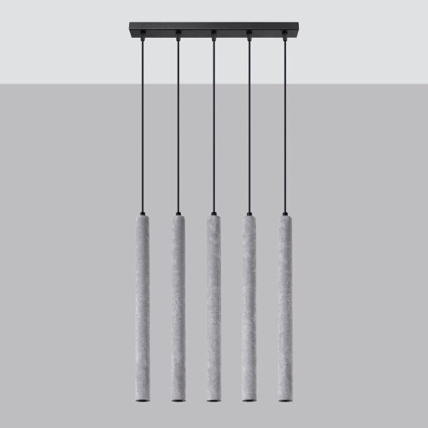 Sollux SL.1274 - Lampadario a sospensione con filo PASTELO 5xG9/8W/230V calcestruzzo