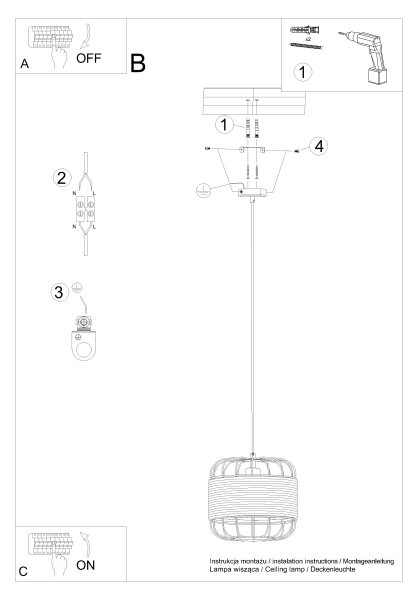 Sollux SL.1252 - Lampadario a sospensione con filo FOST 1xE27/15W/230V