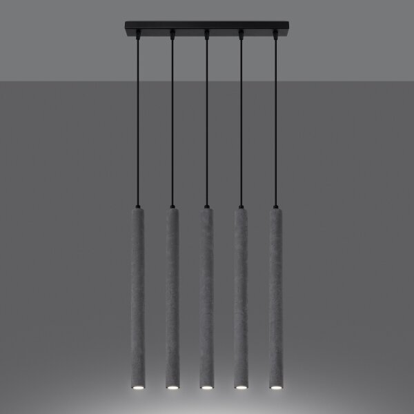 Sollux SL.1274 - Lampadario a sospensione con filo PASTELO 5xG9/8W/230V calcestruzzo