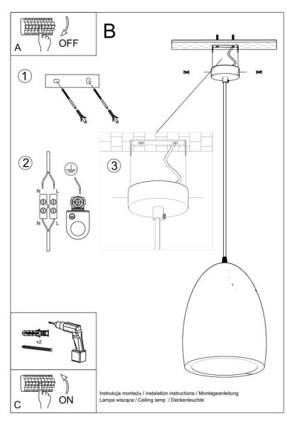 Lampadario su filo BUKANO 1xE27/60W/230V