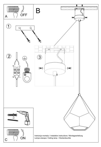 Lampadario su filo PAVLUS 1xE27/60W/230V