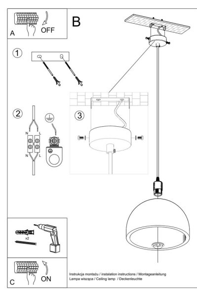 Sollux SL.0847 - Lampadario su filo PABLITO 1xE27/60W/230V calcestruzzo