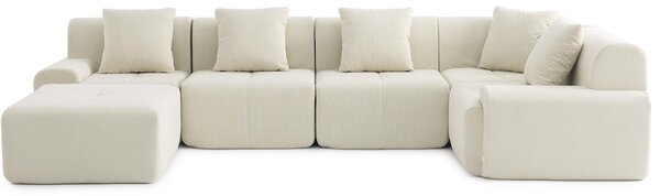 Divano angolare modulare a 5 posti Milysofa Sofamous con chaise longue in velluto a coste beige chiaro