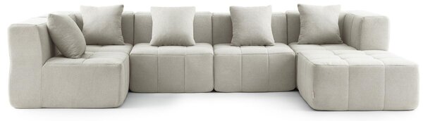 MILYSOFA SOFABULOUS: divano angolare modulare a 5 posti con chaise longue, rivestito in tessuto a trama fine color crema-beige