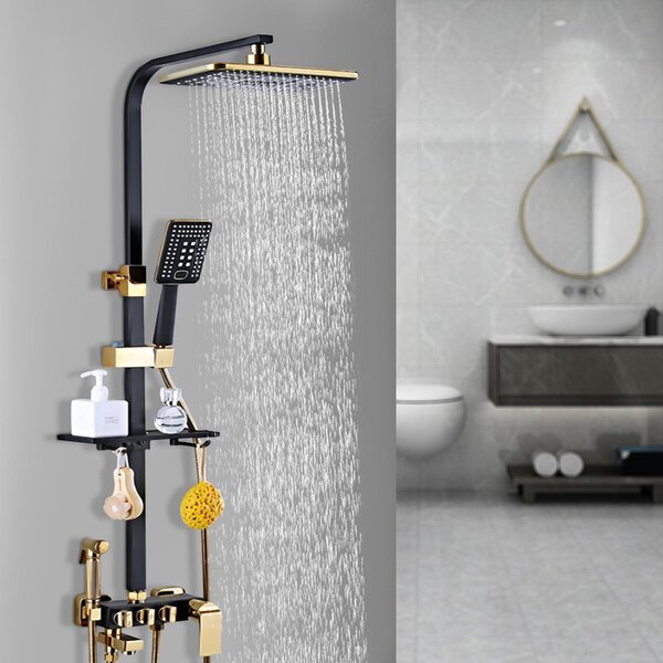 Rubinetto da bagno - Miscelatore per bagno - Rubinetto per doccia - Rubinetto a parete - Miscelatore - Con doccetta manuale - Montaggio a parete - Design moderno