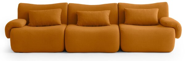 MILYSOFA SOFATIME Divano componibile a 3 posti, dal design lineare, in raffinato tessuto a riccioli, color cannella
