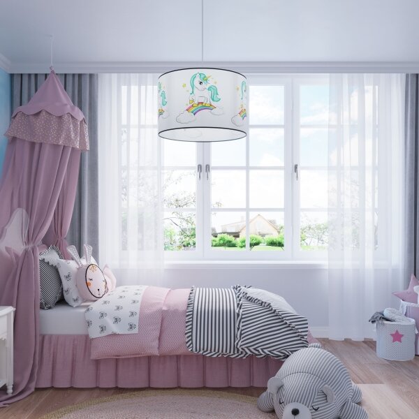 Sollux SL.1413 - Lampadario a sospensione per bambini UNICORN 1xE27/15W/230V diametro 40 cm