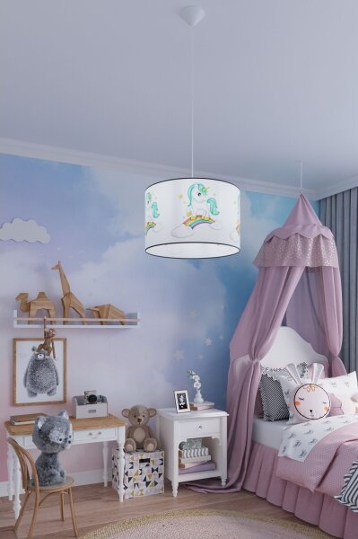 Sollux SL.1413 - Lampadario a sospensione per bambini UNICORN 1xE27/15W/230V diametro 40 cm