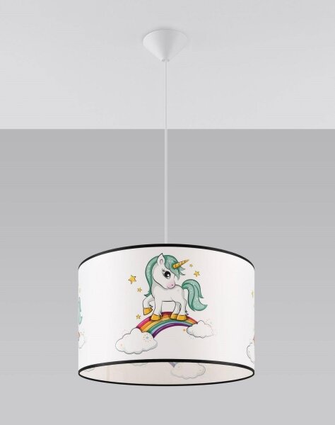 Sollux SL.1413 - Lampadario a sospensione per bambini UNICORN 1xE27/15W/230V diametro 40 cm
