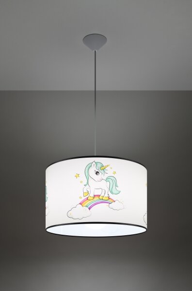 Sollux SL.1413 - Lampadario a sospensione per bambini UNICORN 1xE27/15W/230V diametro 40 cm