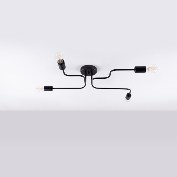 Sollux SL.1446 - Lampadario a plafone VECTOR 4xE27/15W/230V nero