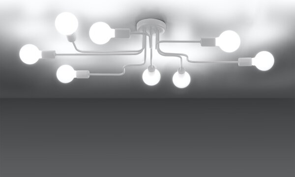 Sollux SL.1444 - Lampadario a plafone VECTOR 8xE27/15W/230V bianco