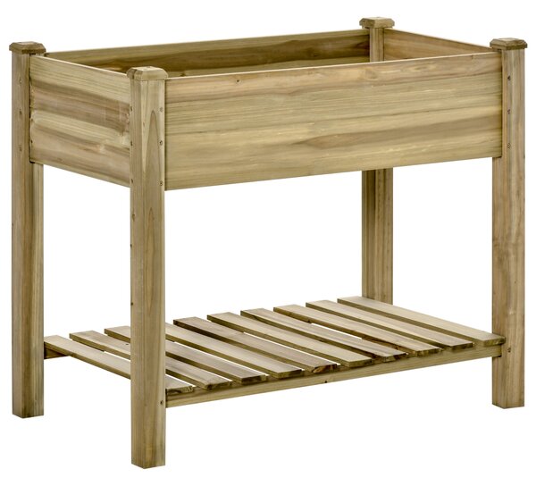 Outsunny Letto per Orto Rialzato in Legno con Ripiano Inferiore, Fioriera da Esterno Portapiante per Giardino e Balcone, 91x51x76cm|Aosom
