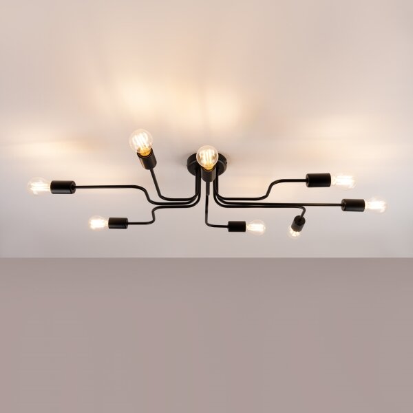 Sollux SL.1448 - Lampadario a plafone VECTOR 8xE27/15W/230V nero