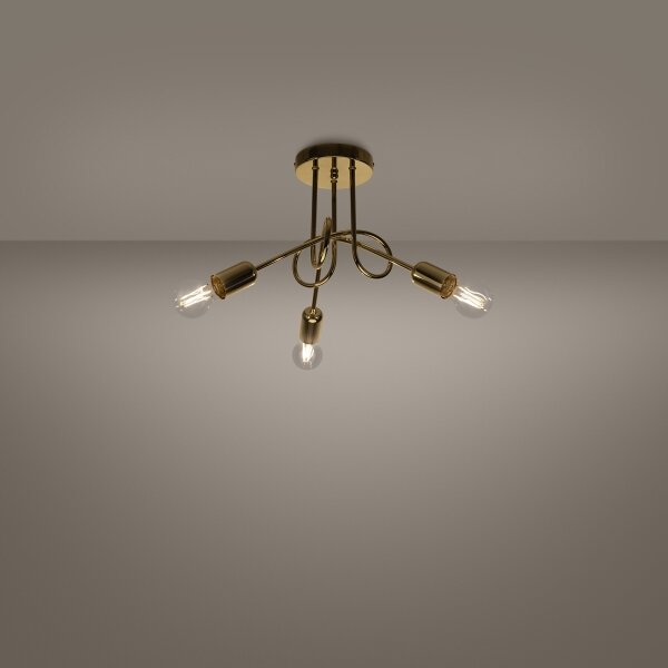 Sollux SL.1437 - Lampadario a plafone LOOP 3xE27/15W/230V oro