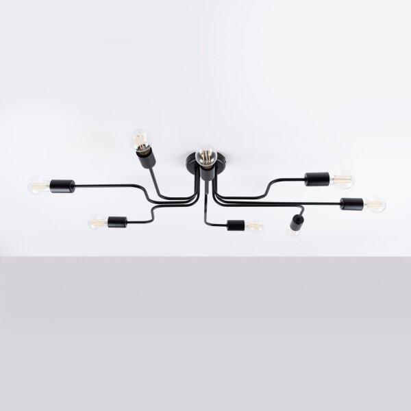Sollux SL.1448 - Lampadario a plafone VECTOR 8xE27/15W/230V nero