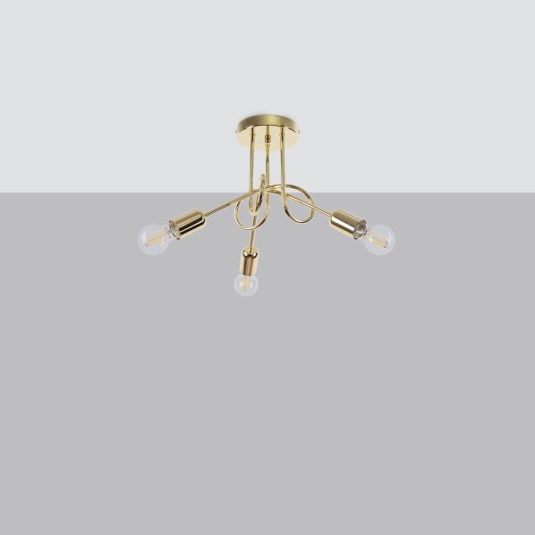Sollux SL.1437 - Lampadario a plafone LOOP 3xE27/15W/230V oro