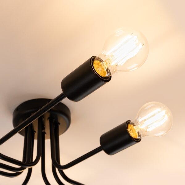 Sollux SL.1448 - Lampadario a plafone VECTOR 8xE27/15W/230V nero