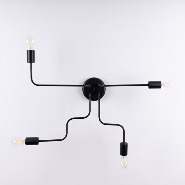 Sollux SL.1446 - Lampadario a plafone VECTOR 4xE27/15W/230V nero