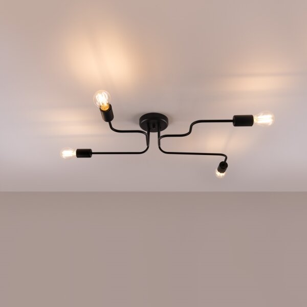 Sollux SL.1446 - Lampadario a plafone VECTOR 4xE27/15W/230V nero