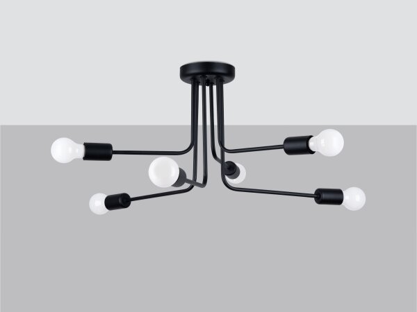Sollux SL.1452 - Lampadario a sospensione con supporto rigido NORAH 6xE27/15W/230V nero