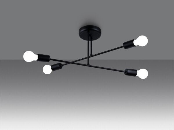 Sollux SL.1451 - Lampadario a sospensione con supporto rigido NORAH 4xE27/15W/230V nero