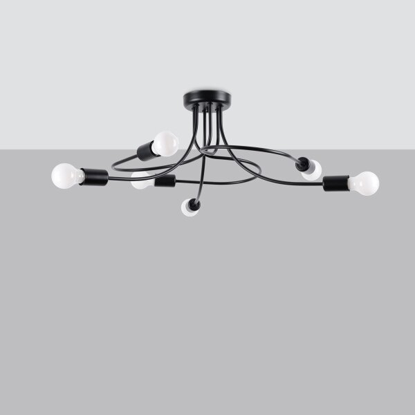 Sollux SL.1456 - Lampadario a sospensione con supporto rigido LEVAR 6xE27/15W/230V nero