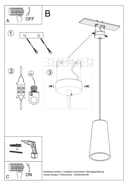 Sollux SL.0849 - Lampadario a sospensione con filo GULCAN 1xE27/15W/230V