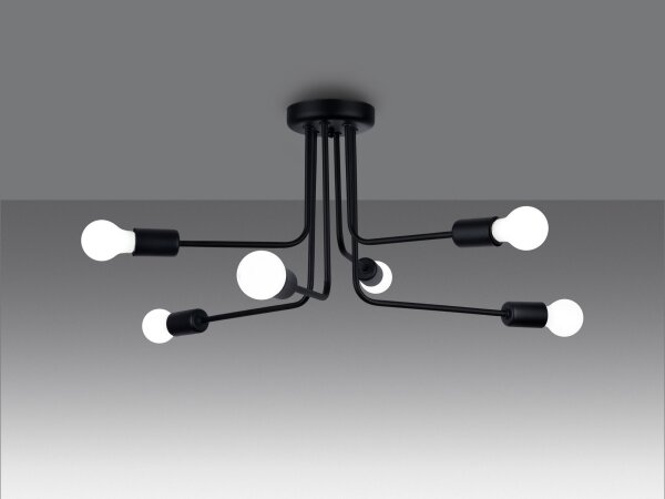 Sollux SL.1452 - Lampadario a sospensione con supporto rigido NORAH 6xE27/15W/230V nero
