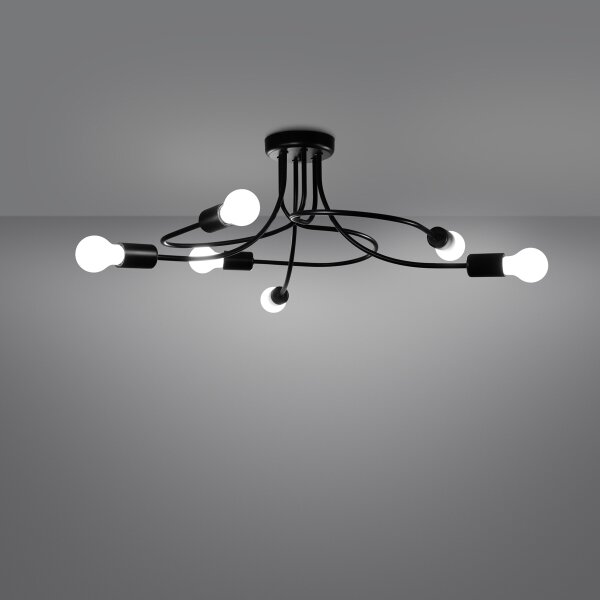 Sollux SL.1456 - Lampadario a sospensione con supporto rigido LEVAR 6xE27/15W/230V nero