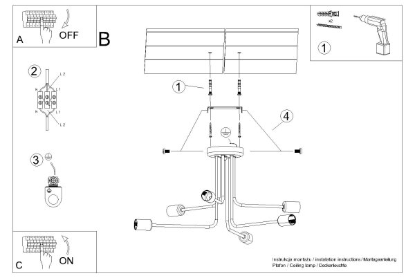 Sollux SL.1452 - Lampadario a sospensione con supporto rigido NORAH 6xE27/15W/230V nero