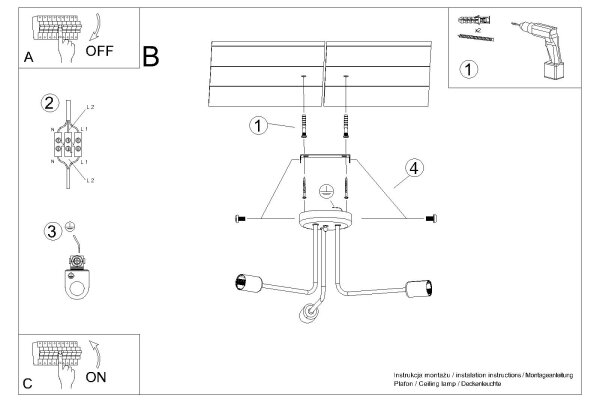 Sollux SL.1450 - Lampadario a sospensione con supporto rigido NORAH 3xE27/15W/230V nero