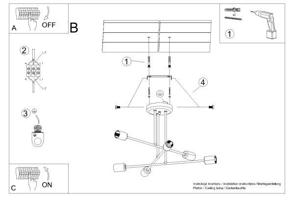 Sollux SL.1453 - Lampadario a sospensione con supporto rigido NORAH 6xE27/15W/230V nero