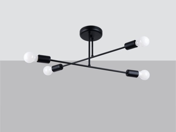 Sollux SL.1451 - Lampadario a sospensione con supporto rigido NORAH 4xE27/15W/230V nero
