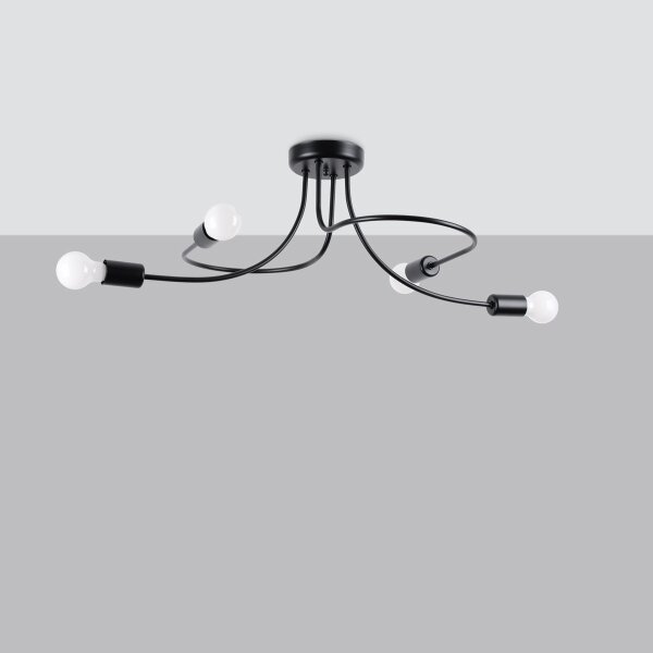 Sollux SL.1455 - Lampadario a sospensione con supporto rigido LEVAR 4xE27/15W/230V nero