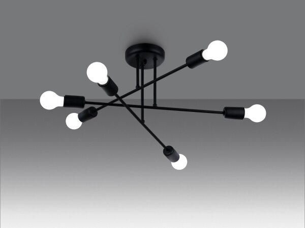 Sollux SL.1453 - Lampadario a sospensione con supporto rigido NORAH 6xE27/15W/230V nero