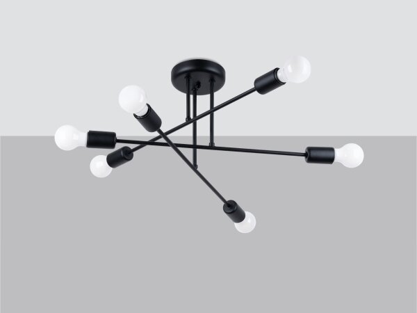 Sollux SL.1453 - Lampadario a sospensione con supporto rigido NORAH 6xE27/15W/230V nero