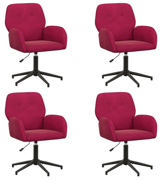 VidaXL Sedie girevoli, confezione da 4, 54 x 55 x 90 cm, bordeaux, velluto (V)