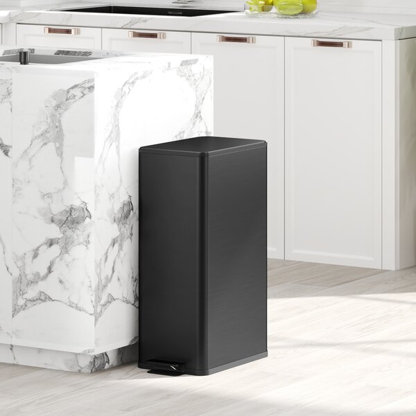HOMCOM Cestino Spazzatura 20L con Chiusura Ammortizzata e Secchio Rimovibile, in Acciaio e PP, 21.5x37.2x57 cm, Nero | Aosom Italy