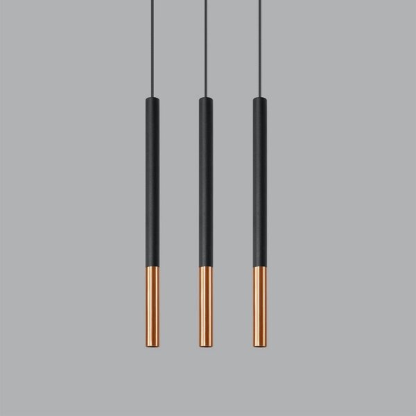 Lampadario su filo MOSAIC 3xG9/12W/230V nero/rame