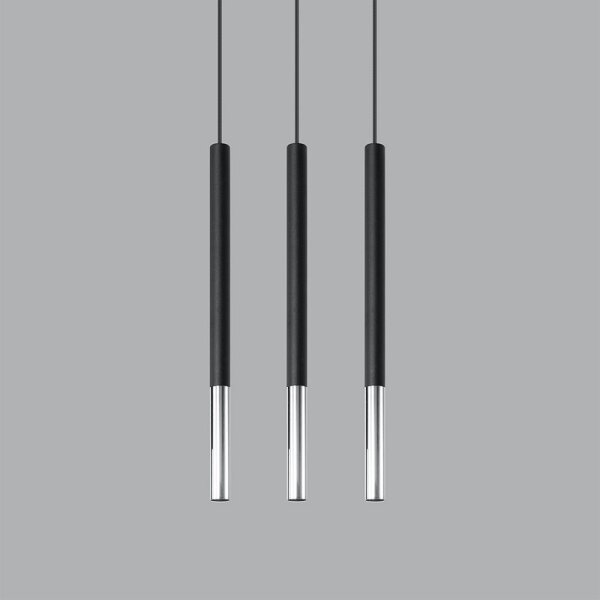 Sollux SL.0886 - Lampadario a sospensione con filo MOSAIC 3xG9/12W/230V nero/cromo