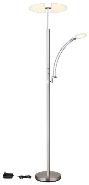 Globo 58909N - Lampada da terra LED dimmerabile TIRANA 40W/230V + 5,5W cromo satinato