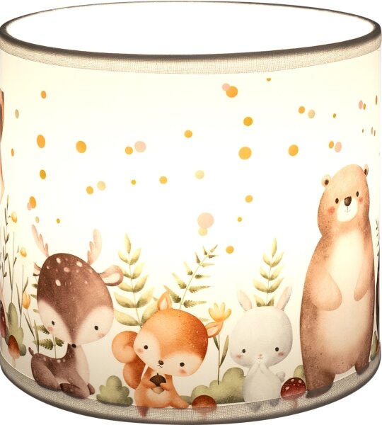 Brilagi - Paralume universale BOBO E27, diametro 15 cm, bianco con decorazioni a tema animali