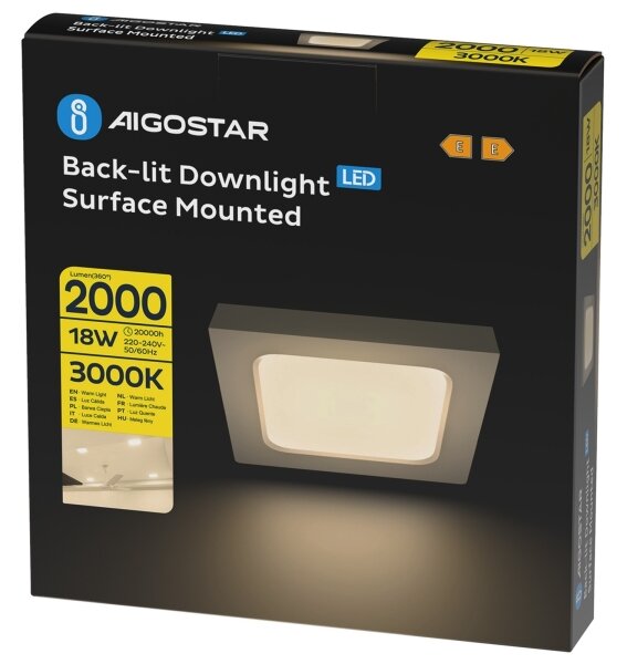 Aigostar - Plafoniera LED da soffitto a montaggio superficiale LED/18W/230V 3000K 22,6x22,6 cm bianca