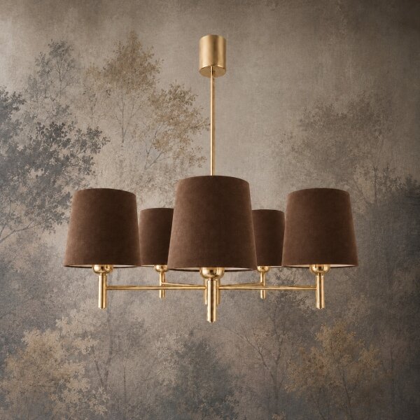 Brilagi - Lampadario con asta MONTE 5xE27/60W/230V marrone/oro