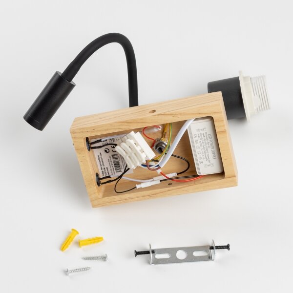 Brilagi - Lampada LED Flex. BOBO WOOD 1xE27/25W/230V + LED/3W rovere/nero/rosa
