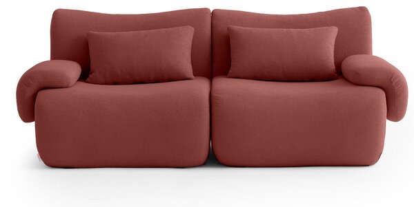 MILYSOFA SOFATIME Divano modulare, lineare, a 2 posti, raffinato tessuto bouclé, rosso terracotta
