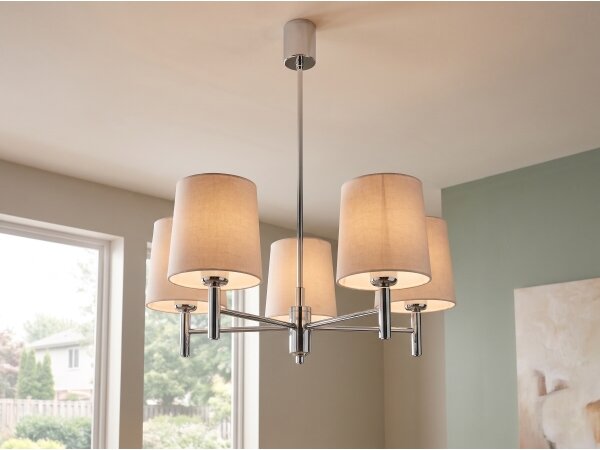Brilagi - Lampadario a stelo MONTE 5xE27/60W/230V beige/cromo lucido