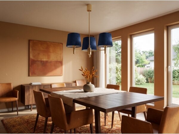 Brilagi - Lampadario con asta MONTE 3xE27/60W/230V blu/oro