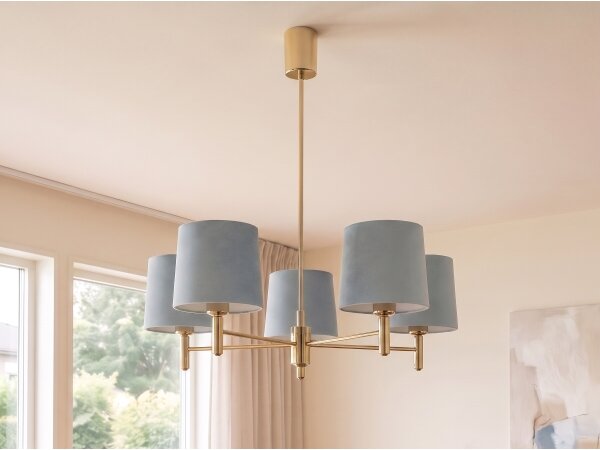 Brilagi - Lampadario su asta MONTE 5xE27/60W/230V blu/oro